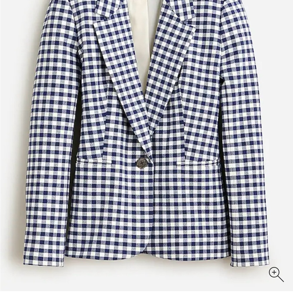 J Crew woman’s Blue Checkered Blazer, new without tags, size 14.